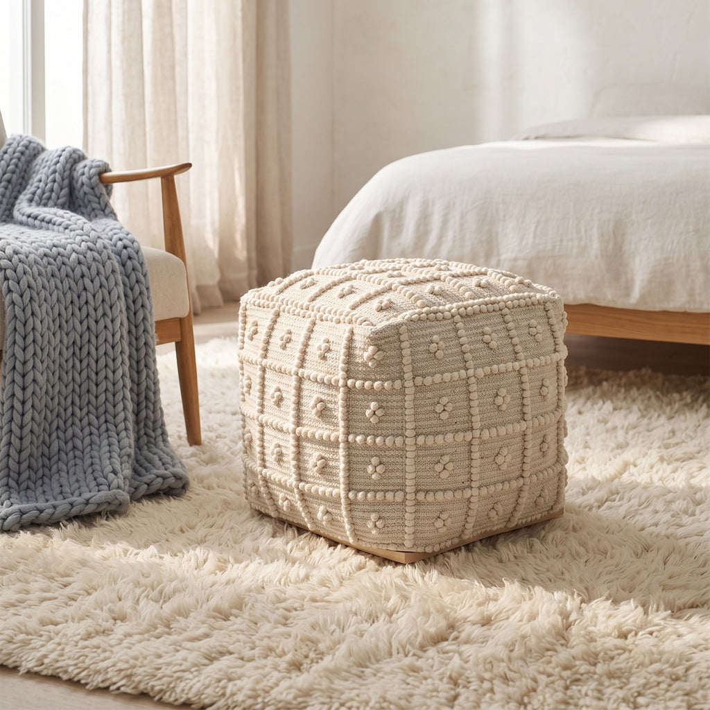 Sierra Pouf - Ivory [WOOL+COTTON]