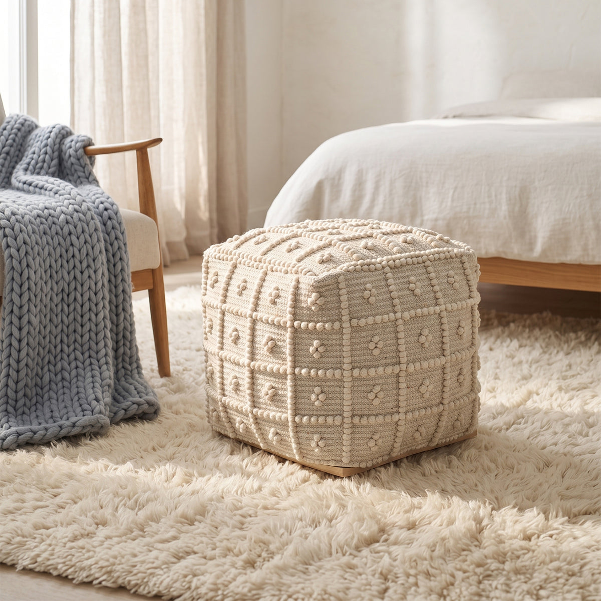 Sierra Pouf - Ivory [WOOL+COTTON]