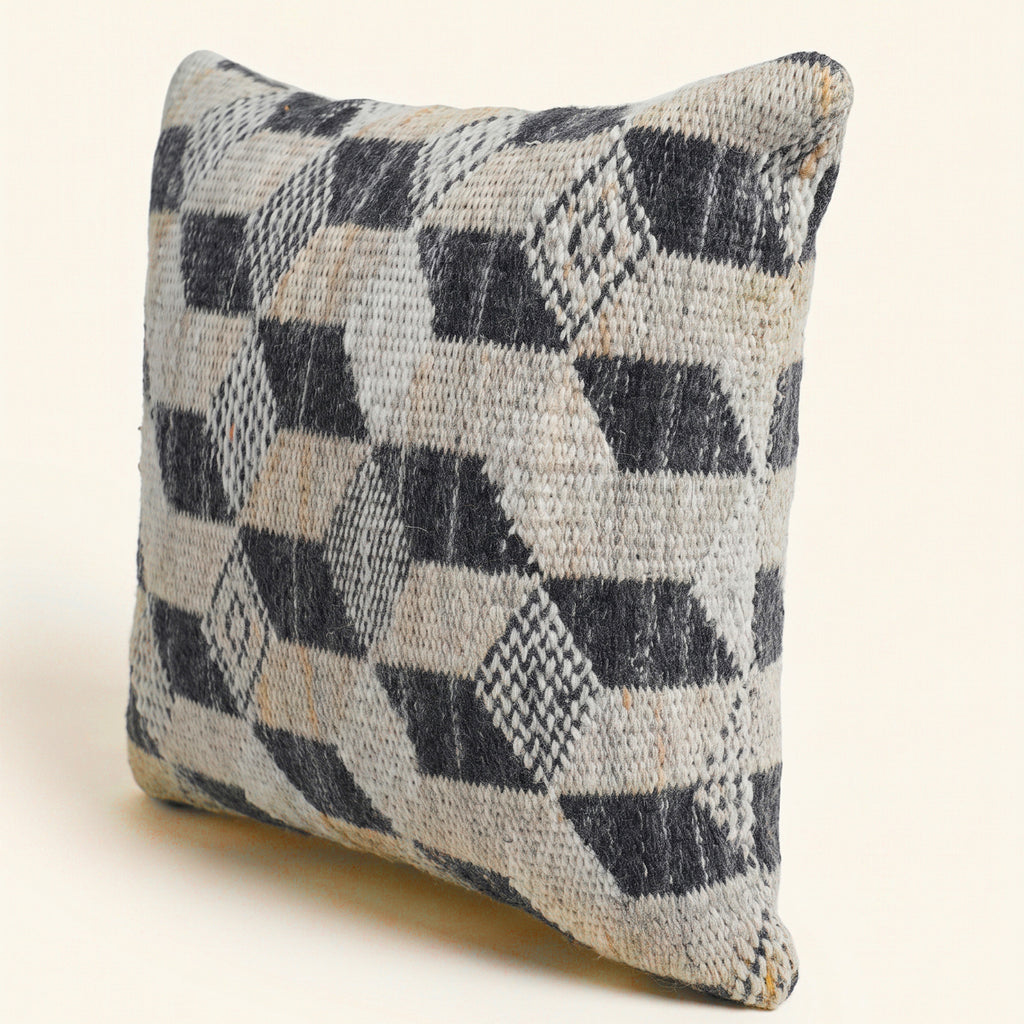 Aspen Cushion - Vintage Charcoal / Worn White  [PET YARN]