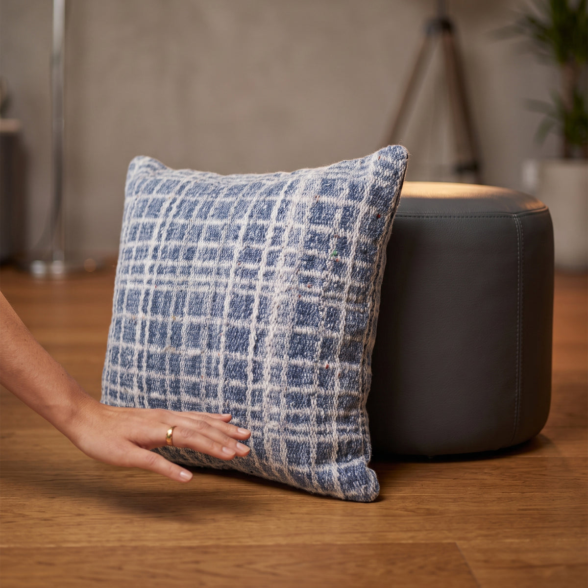 Chelsea Cushion - Dusty Navy / Gentle Taupe [PET YARN ]