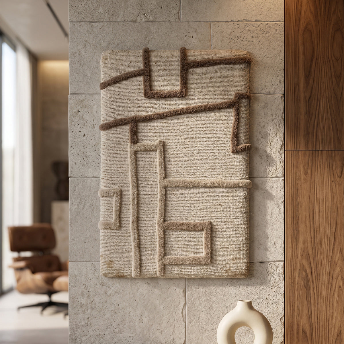 Elara Wall Art - Muted Brown / Royal Beige / Pearly Cream [WOOL]