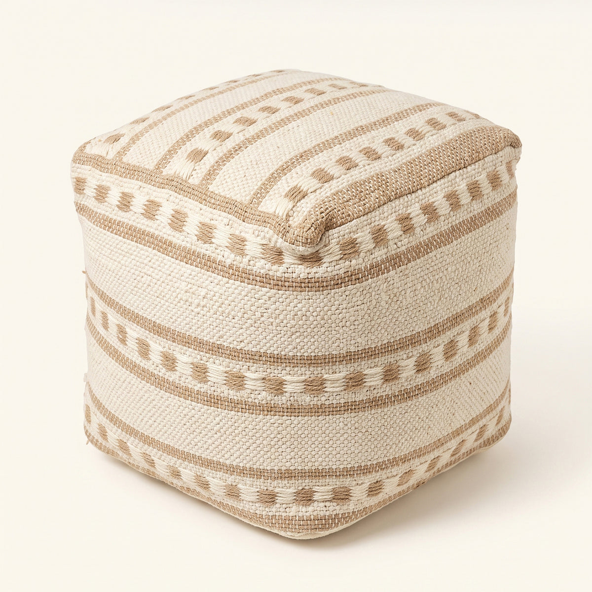 Quincy Pouf - Honey Blond / Ivory Porcelain [WOOL+JUTE+COTTON]