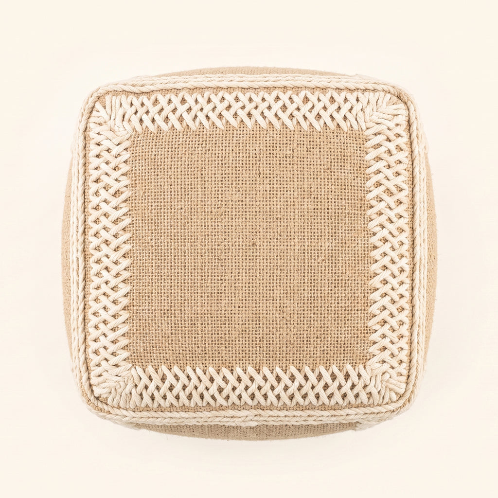 Oakley Pouf - Light Brown / Attractive White [WOOL+JUTE+COTTON]