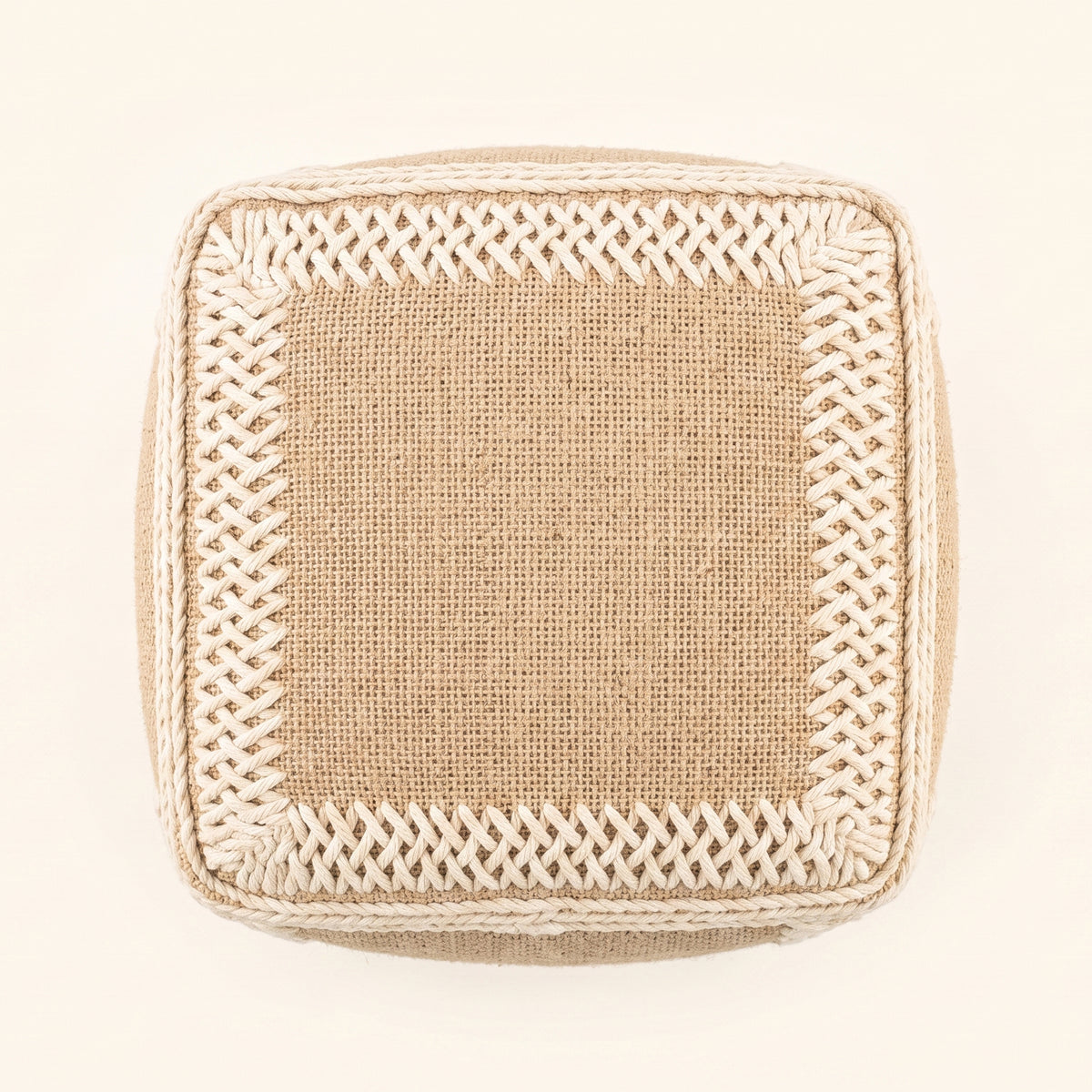 Oakley Pouf - Light Brown / Attractive White [WOOL+JUTE+COTTON]