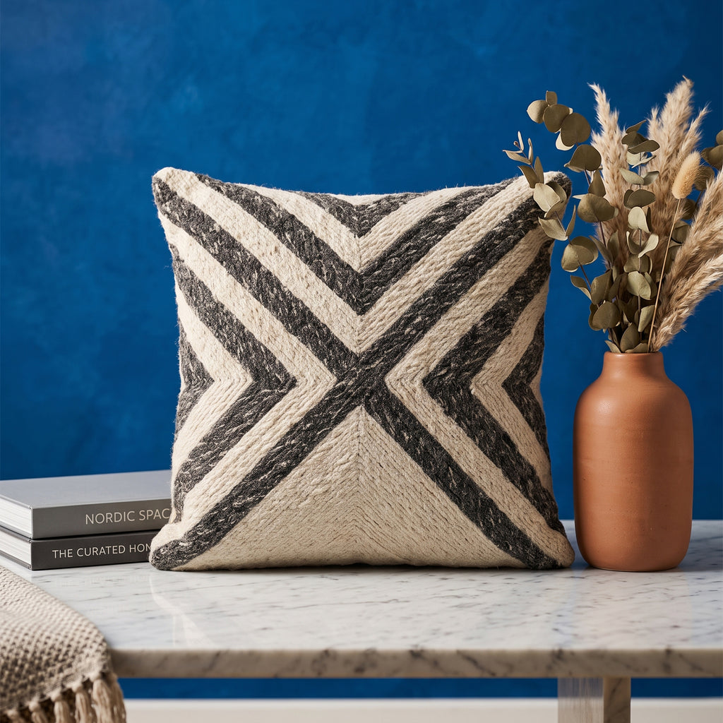 Alpine Cushion - Pearl Bush / Black Wool [PET YARN]