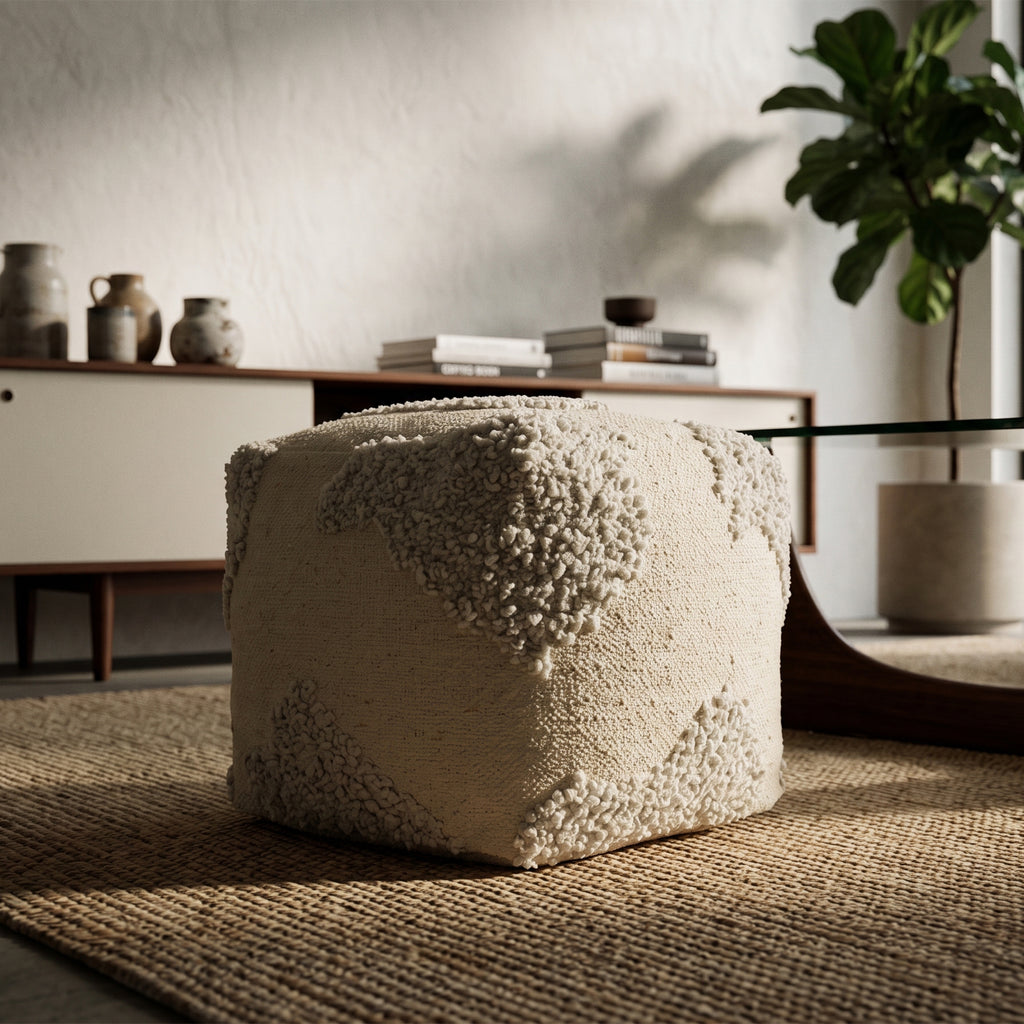 Meridian Pouf - Bone Cream / Subtle Beige [WOOL+COTTON]
