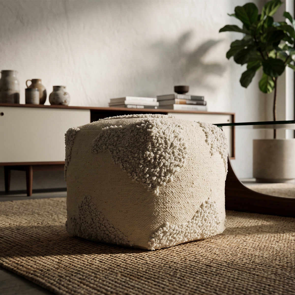 Meridian Pouf - Bone Cream / Subtle Beige [WOOL+COTTON]