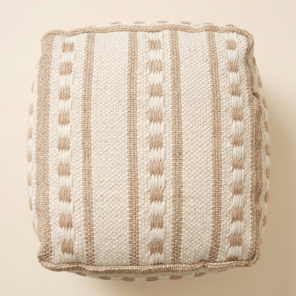 Quincy Pouf - Honey Blond / Ivory Porcelain [WOOL+JUTE+COTTON]