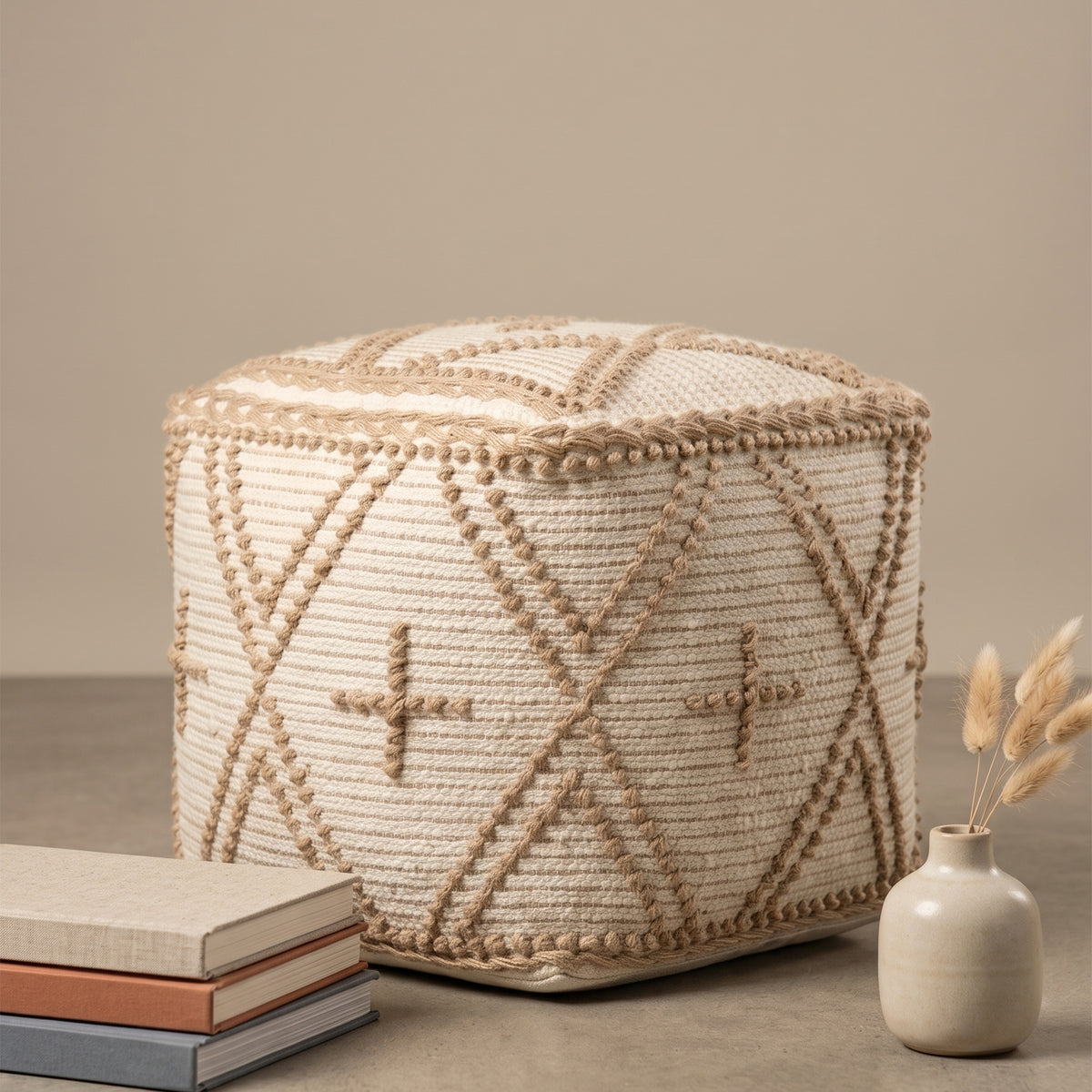 Sterling Pouf - Pure Beige Cashmere [WOOL+JUTE+COTTON]