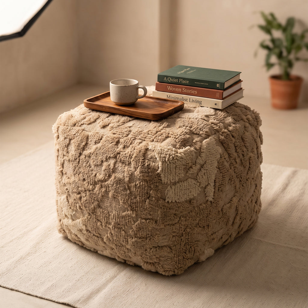 Stowe Pouf - Pale Mushroom / Cookie Brown / Bone Cream [WOOL+COTTON]