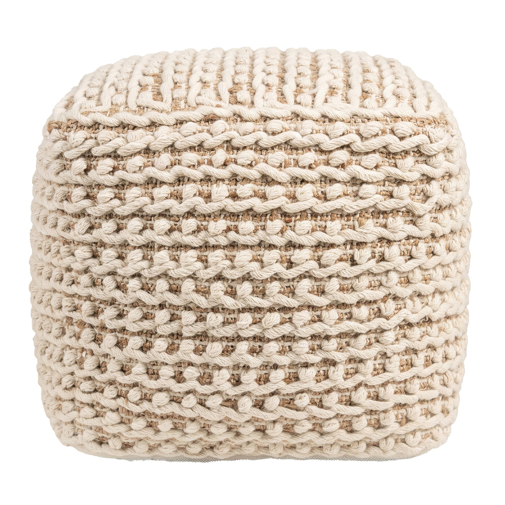 Clyde Pouf - Tan Skin / White Beige [WOOL+JUTE+COTTON]