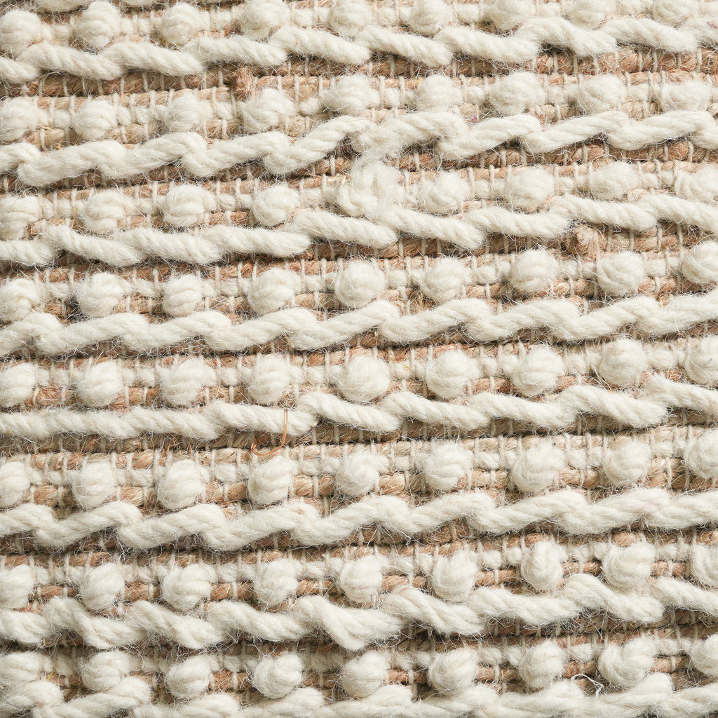 Clyde Pouf - Tan Skin / White Beige [WOOL+JUTE+COTTON]