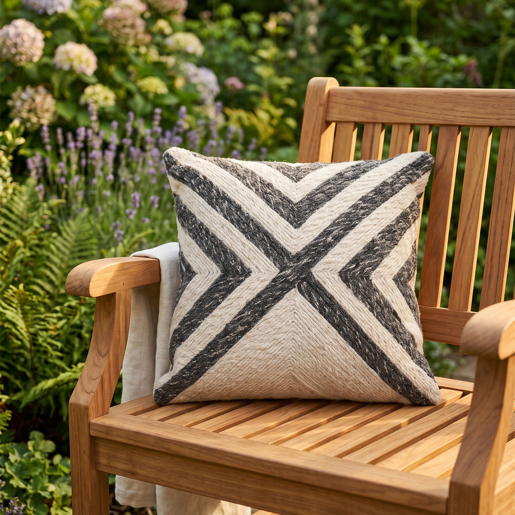 Alpine Cushion - Pearl Bush / Black Wool [PET YARN]