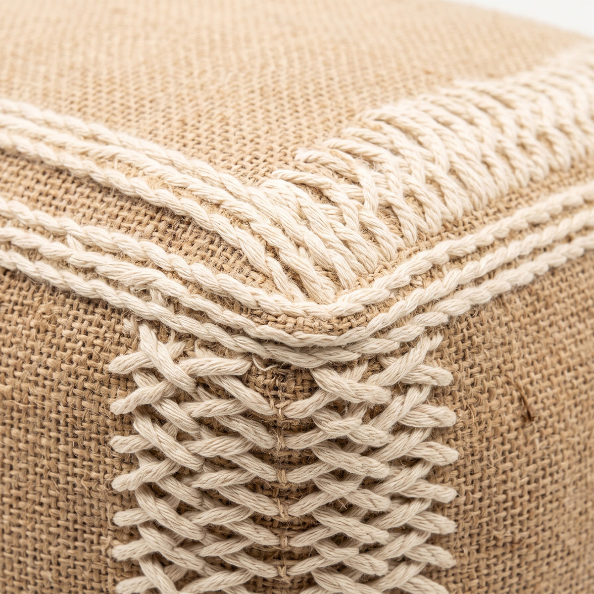 Oakley Pouf - Light Brown / Attractive White [WOOL+JUTE+COTTON]