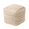 Clyde Pouf - Tan Skin / White Beige [WOOL+JUTE+COTTON]