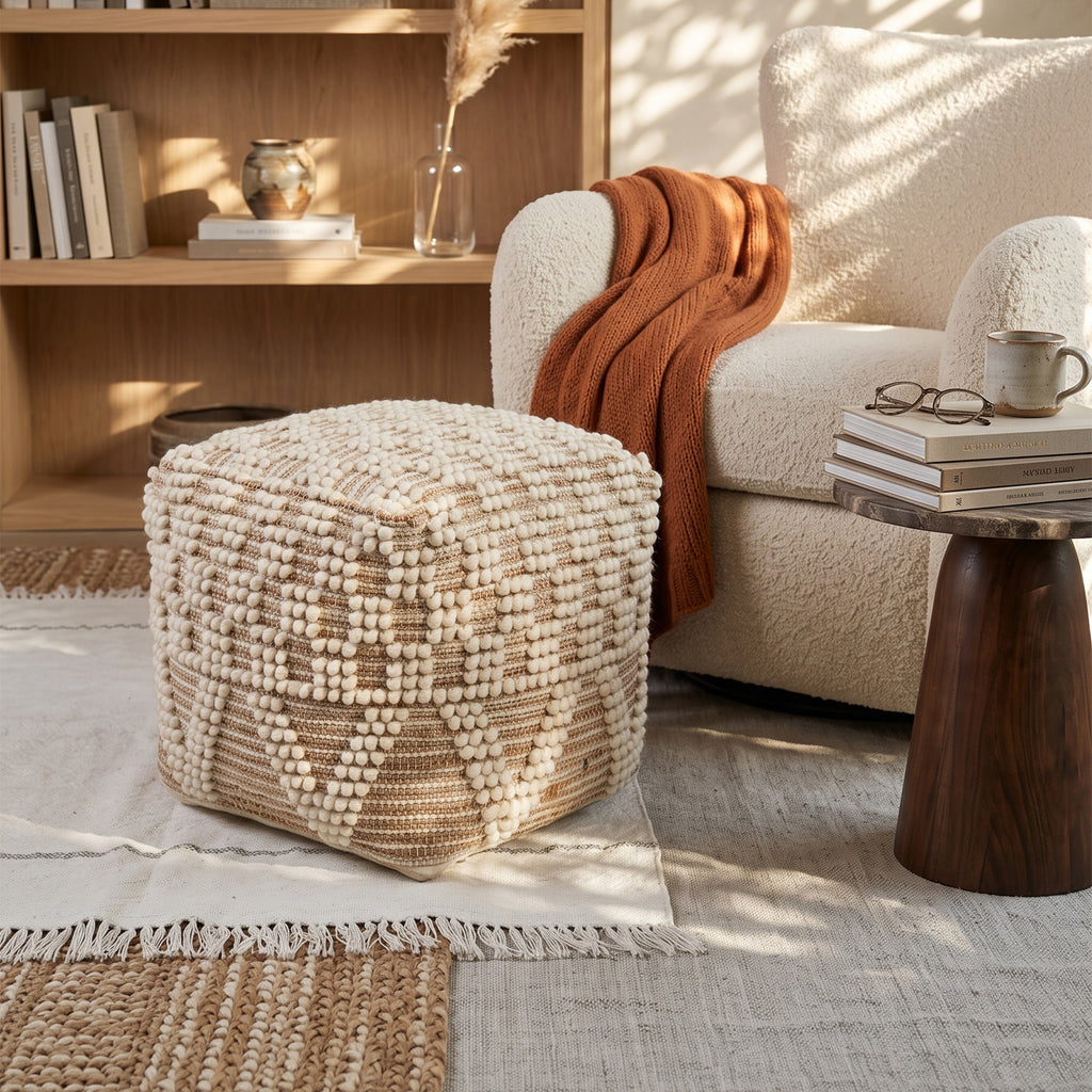 Vernon Pouf - Honey Blond / Kawaii Cream [WOOL+JUTE+COTTON]