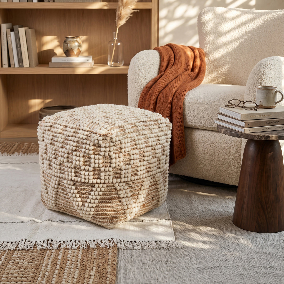 Vernon Pouf - Honey Blond / Kawaii Cream [WOOL+JUTE+COTTON]