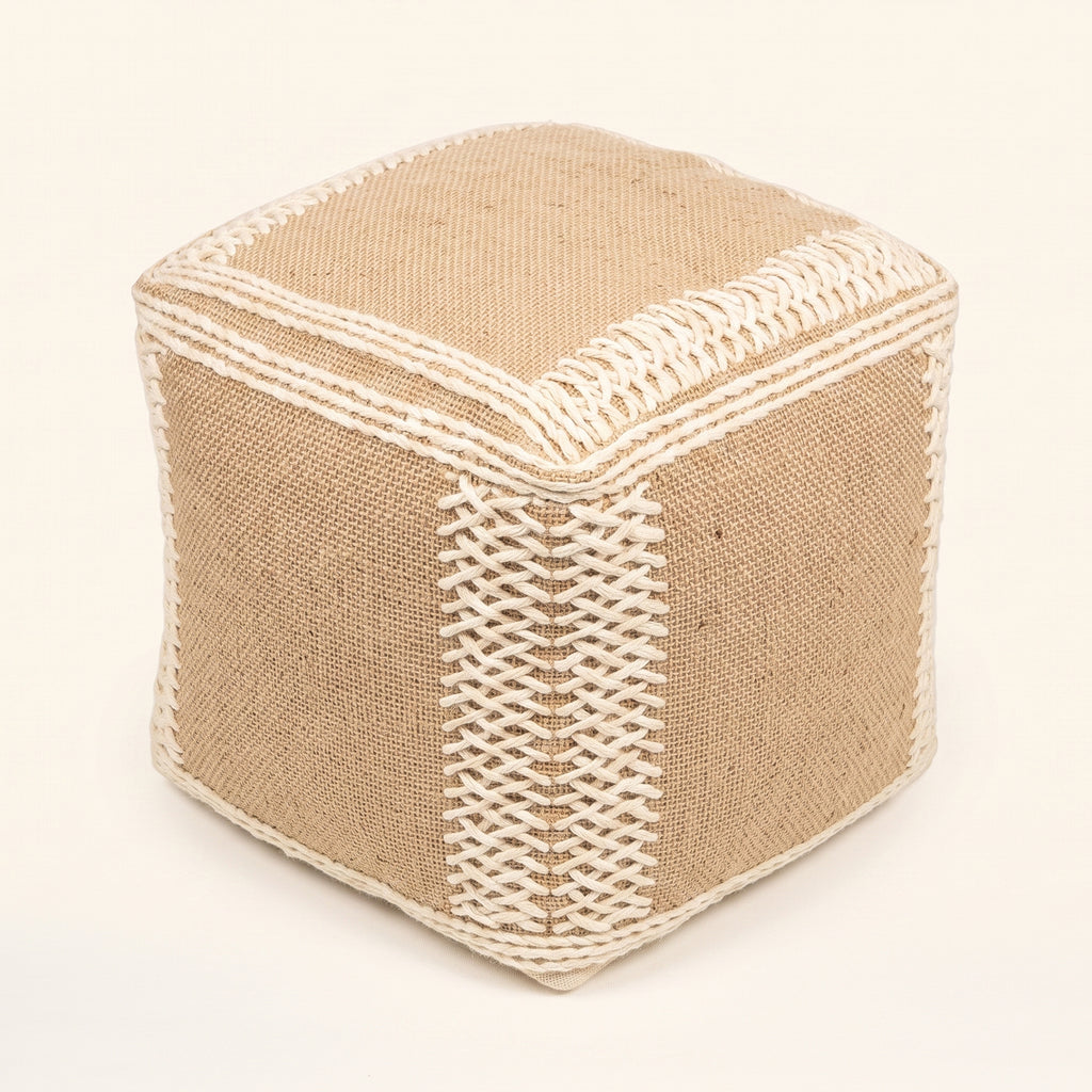 Oakley Pouf - Light Brown / Attractive White [WOOL+JUTE+COTTON]