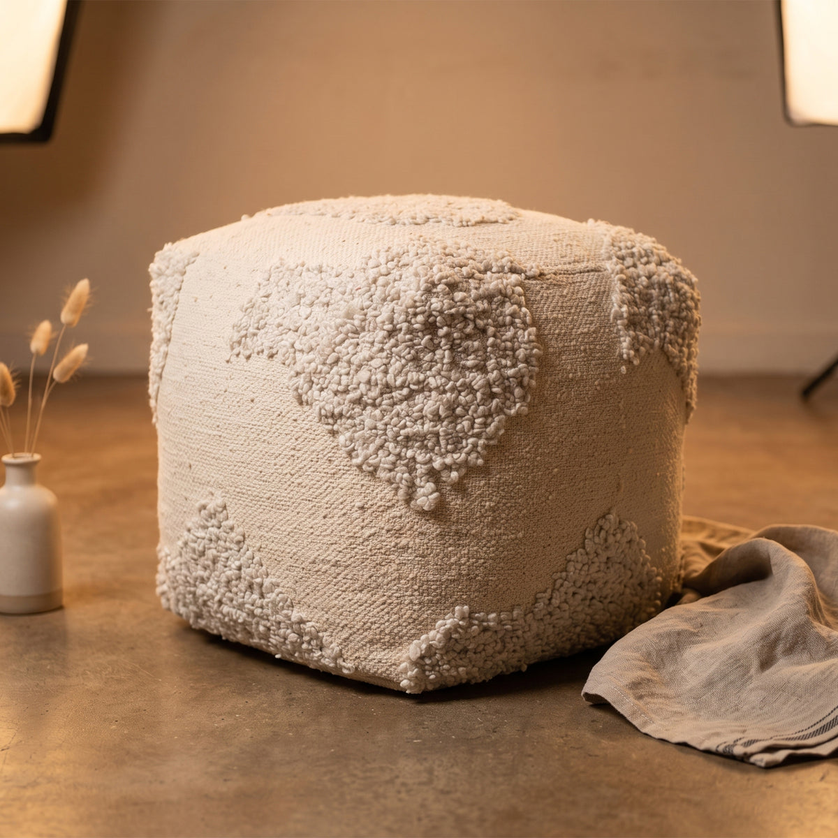 Meridian Pouf - Bone Cream / Subtle Beige [WOOL+COTTON]