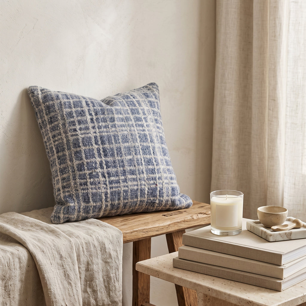 Chelsea Cushion - Dusty Navy / Gentle Taupe [PET YARN ]