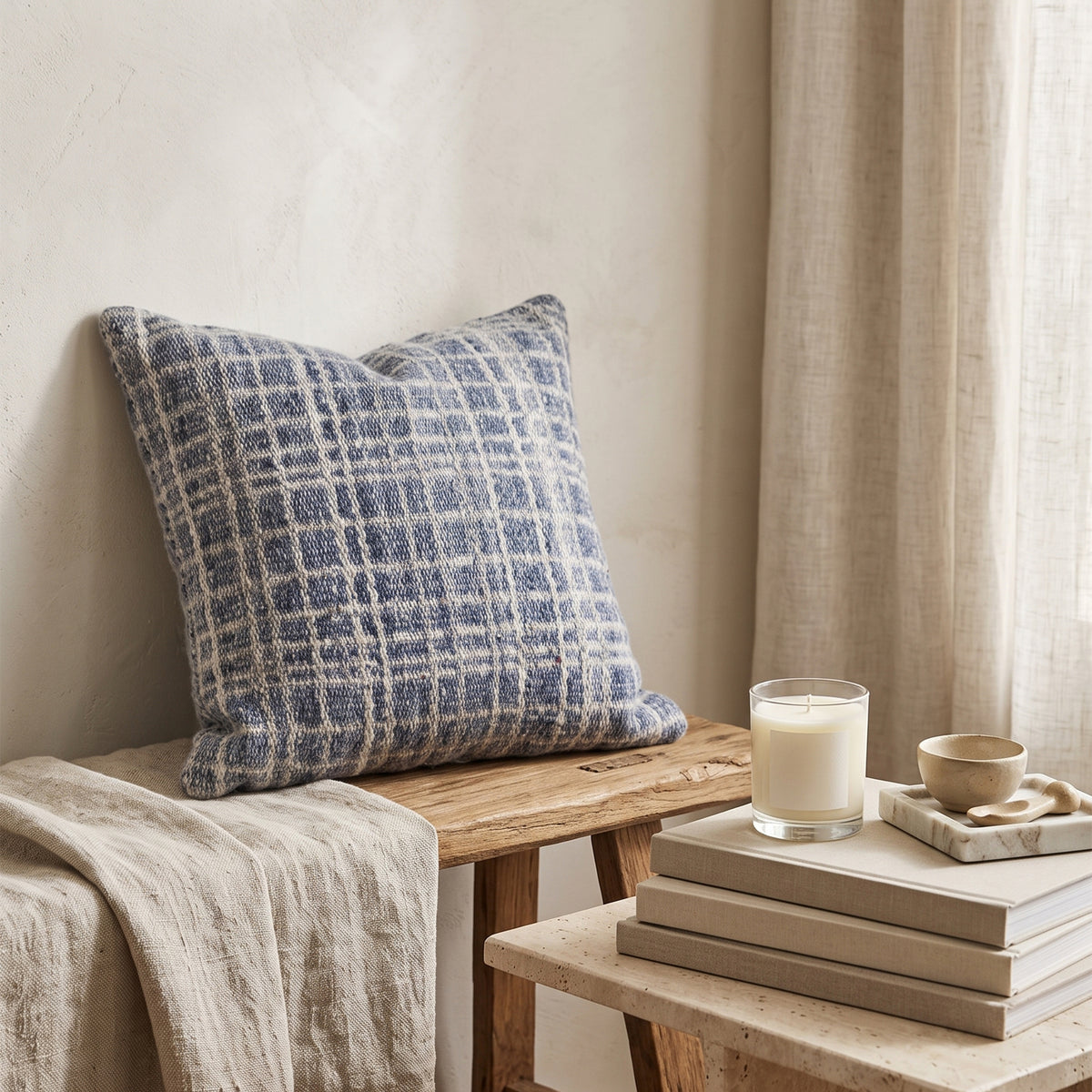 Chelsea Cushion - Dusty Navy / Gentle Taupe [PET YARN ]