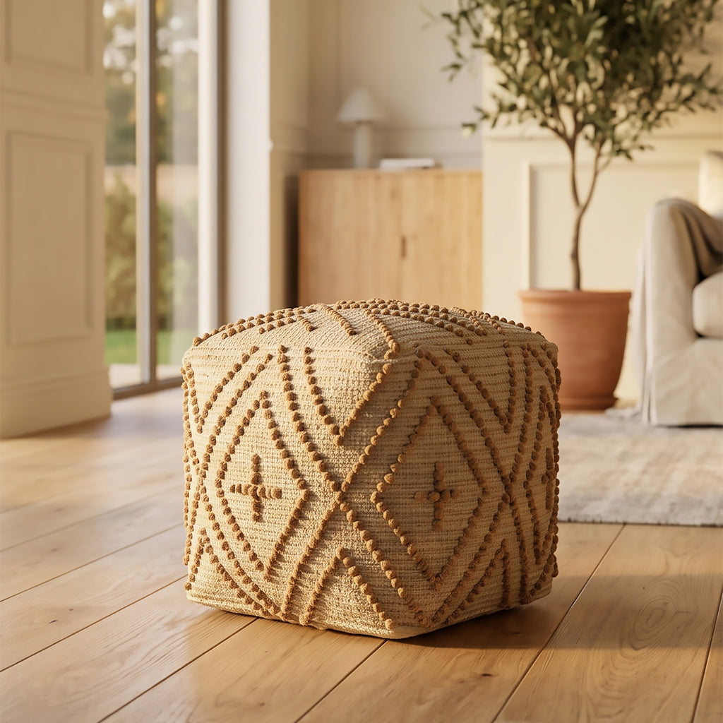 Canyon Pouf - Deer / Honey Pine / Vintage Lace [JUTE+COTTON]