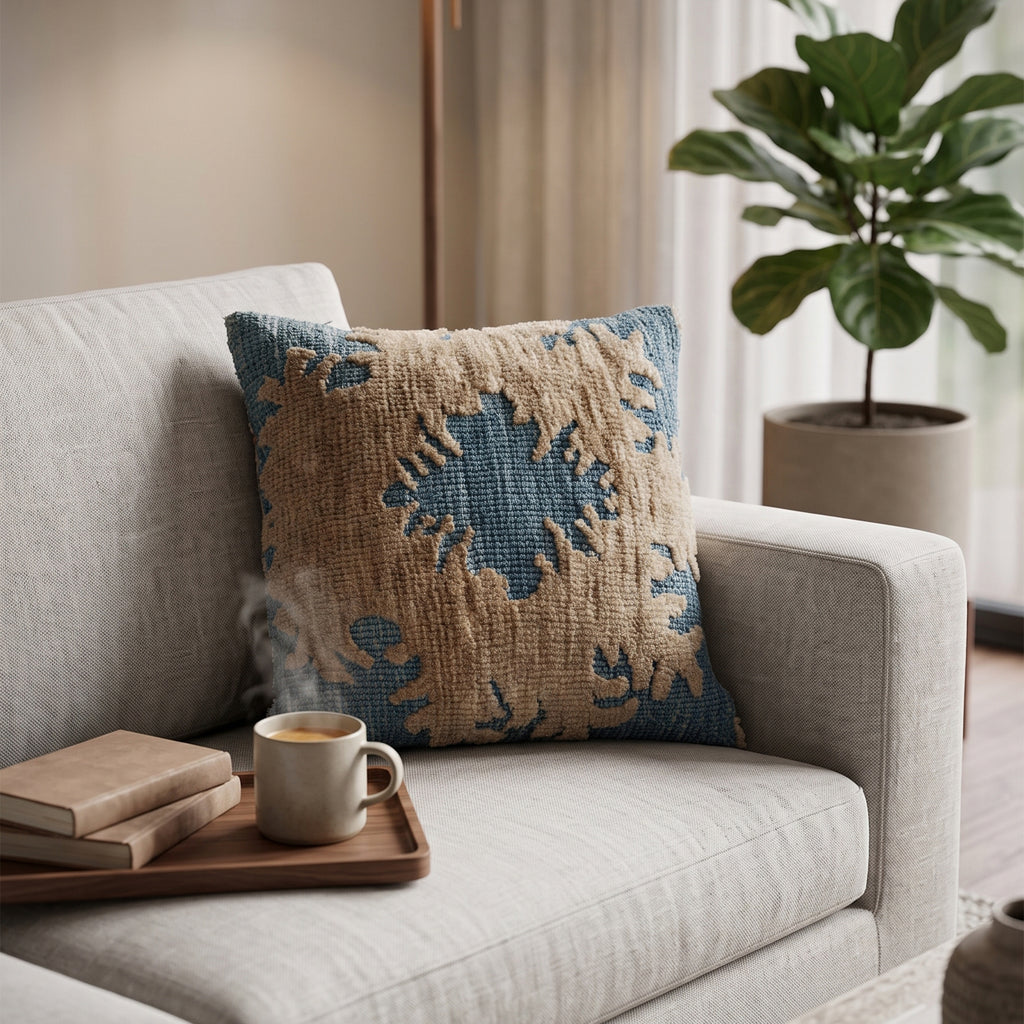 Perry Cushion - Smalt Blue / Beige Dune  [WOOL]