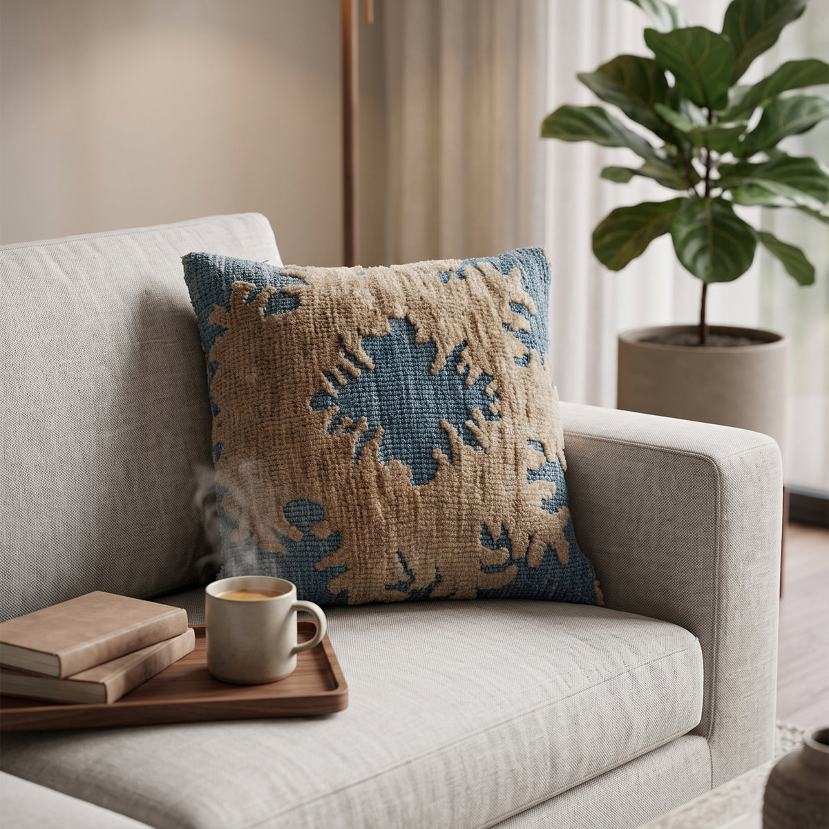 Perry Cushion - Smalt Blue / Beige Dune  [WOOL]