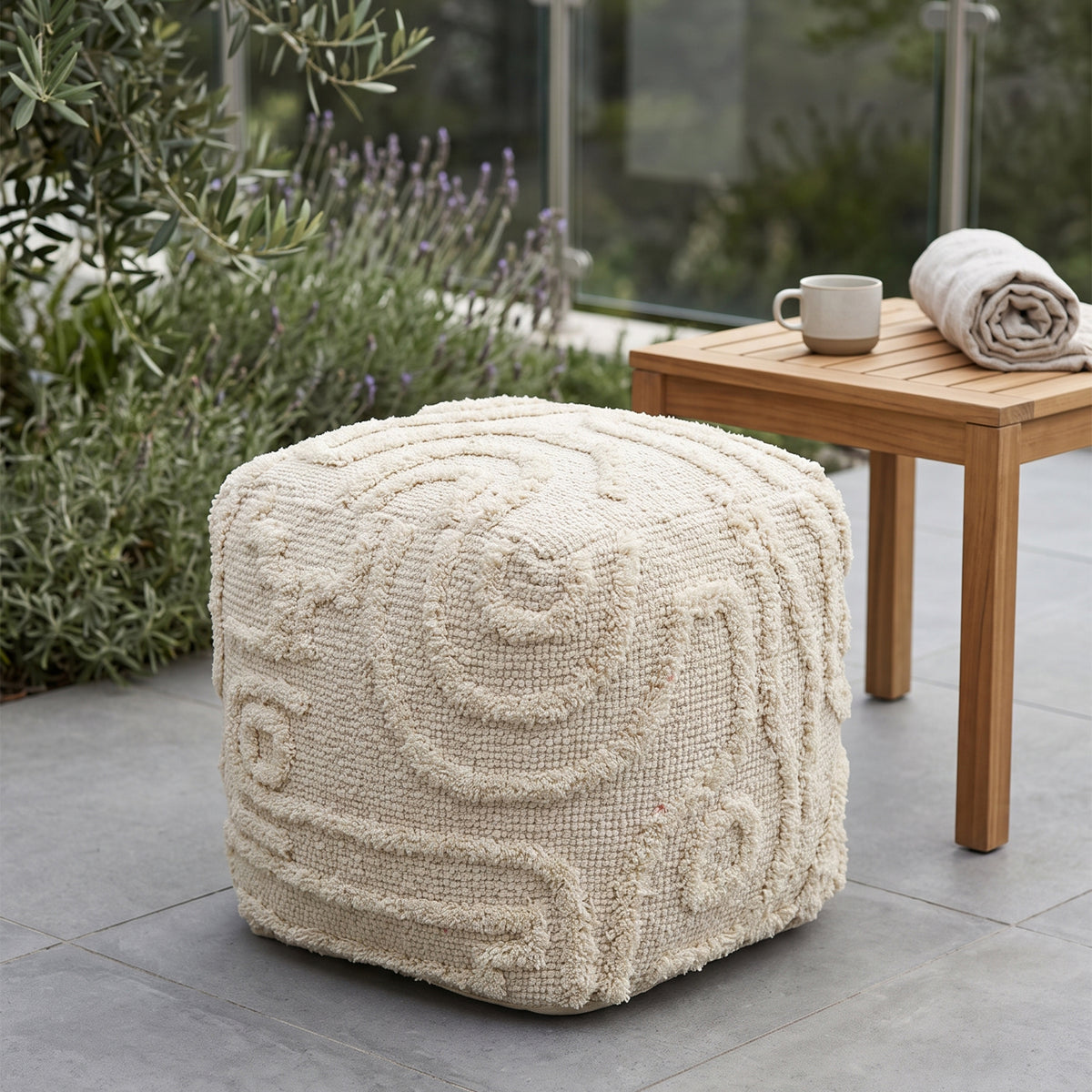 Palmer Pouf - Dusky Tan / Vintage Lace [WOOL+COTTON]