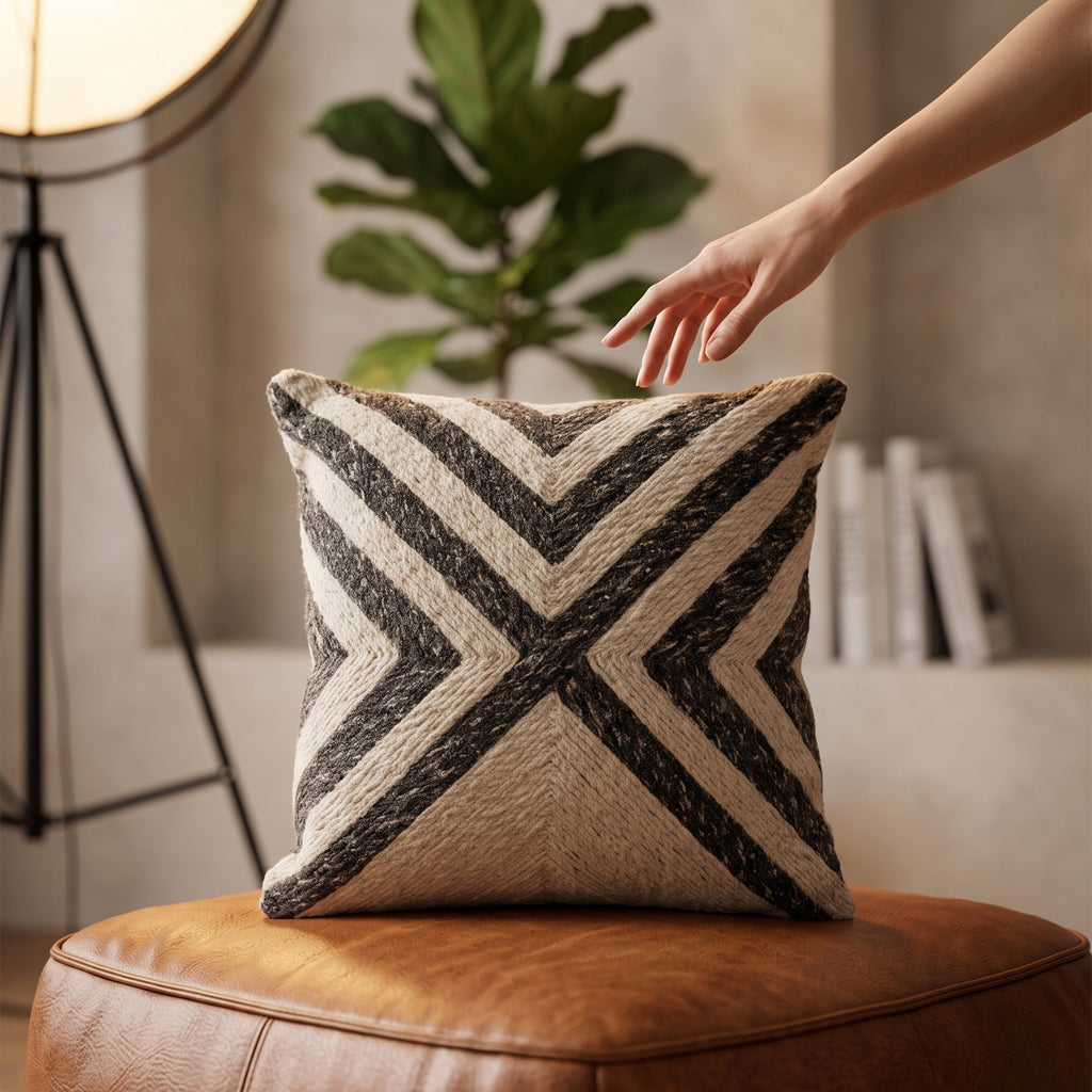 Alpine Cushion - Pearl Bush / Black Wool [PET YARN]