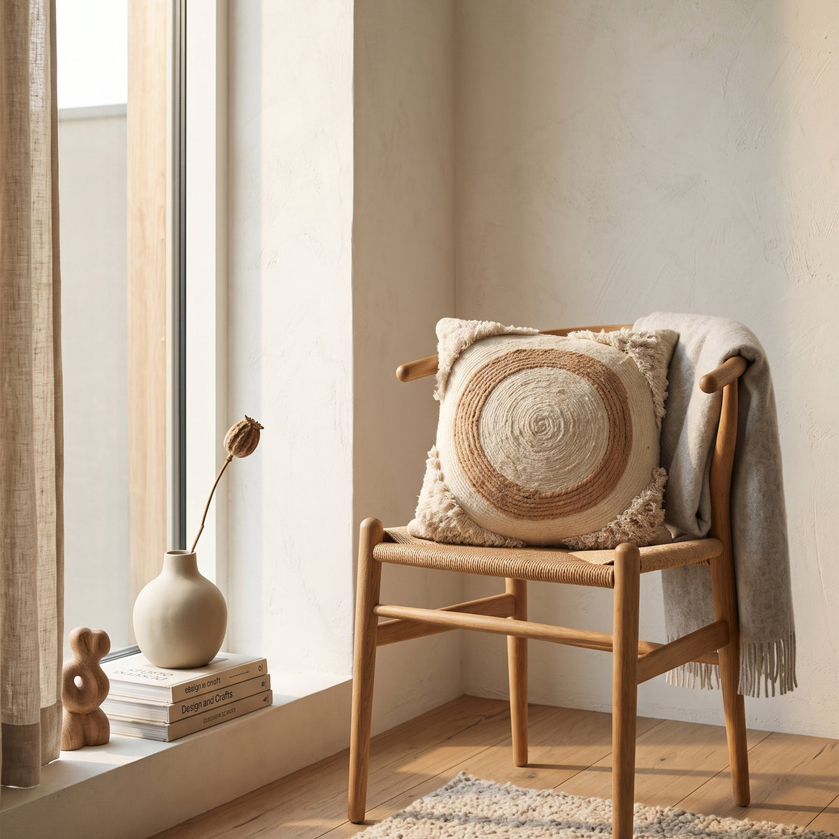 Maple Cushion - Cottage White / Charming Beige [COTTON+JUTE]