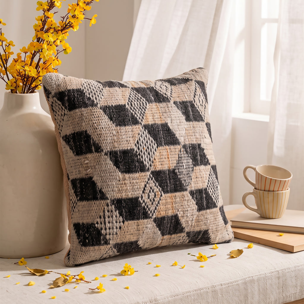 Aspen Cushion - Vintage Charcoal / Worn White  [PET YARN]