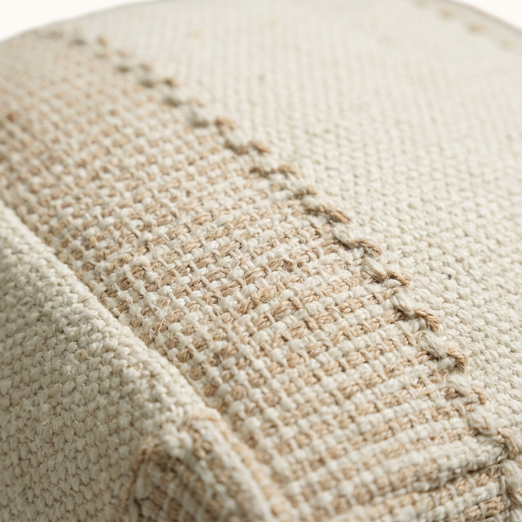 Genoa Pouf - Pastel Wood / Arabian White [WOOL+JUTE+COTTON]