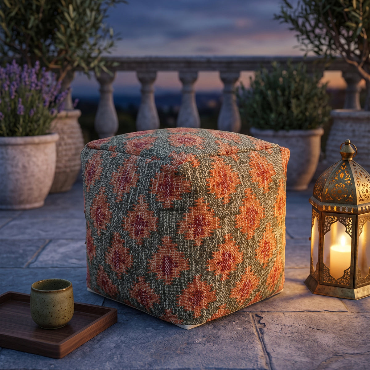 Arizona Pouf - Spanish Bistre / Sedona / Stiletto [JUTE+COTTON]