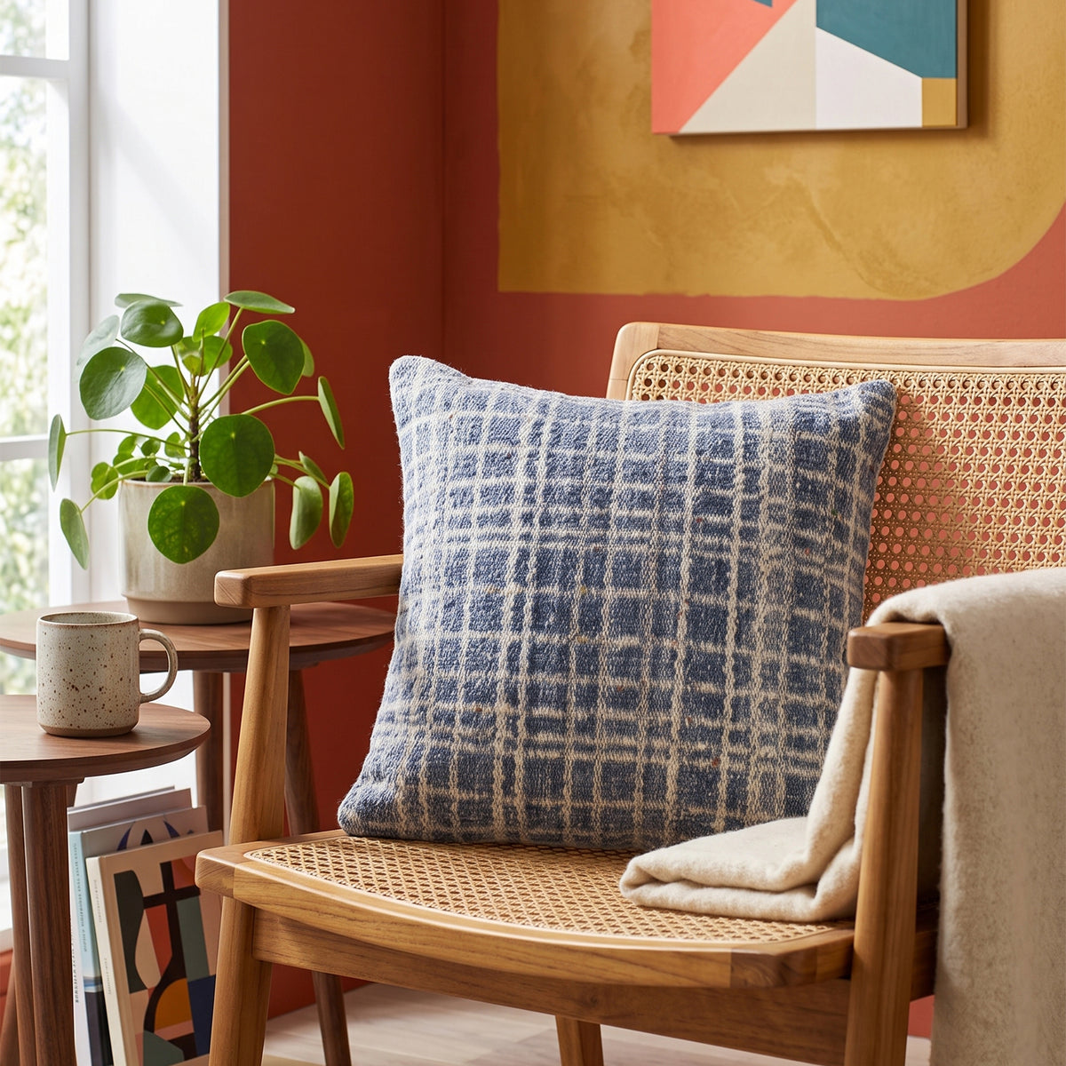 Chelsea Cushion - Dusty Navy / Gentle Taupe [PET YARN ]