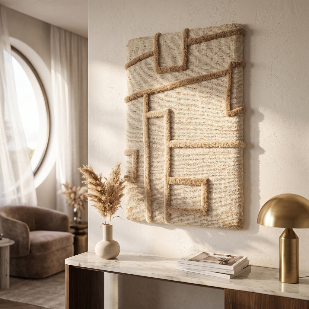 Elara Wall Art - Muted Brown / Royal Beige / Pearly Cream [WOOL]