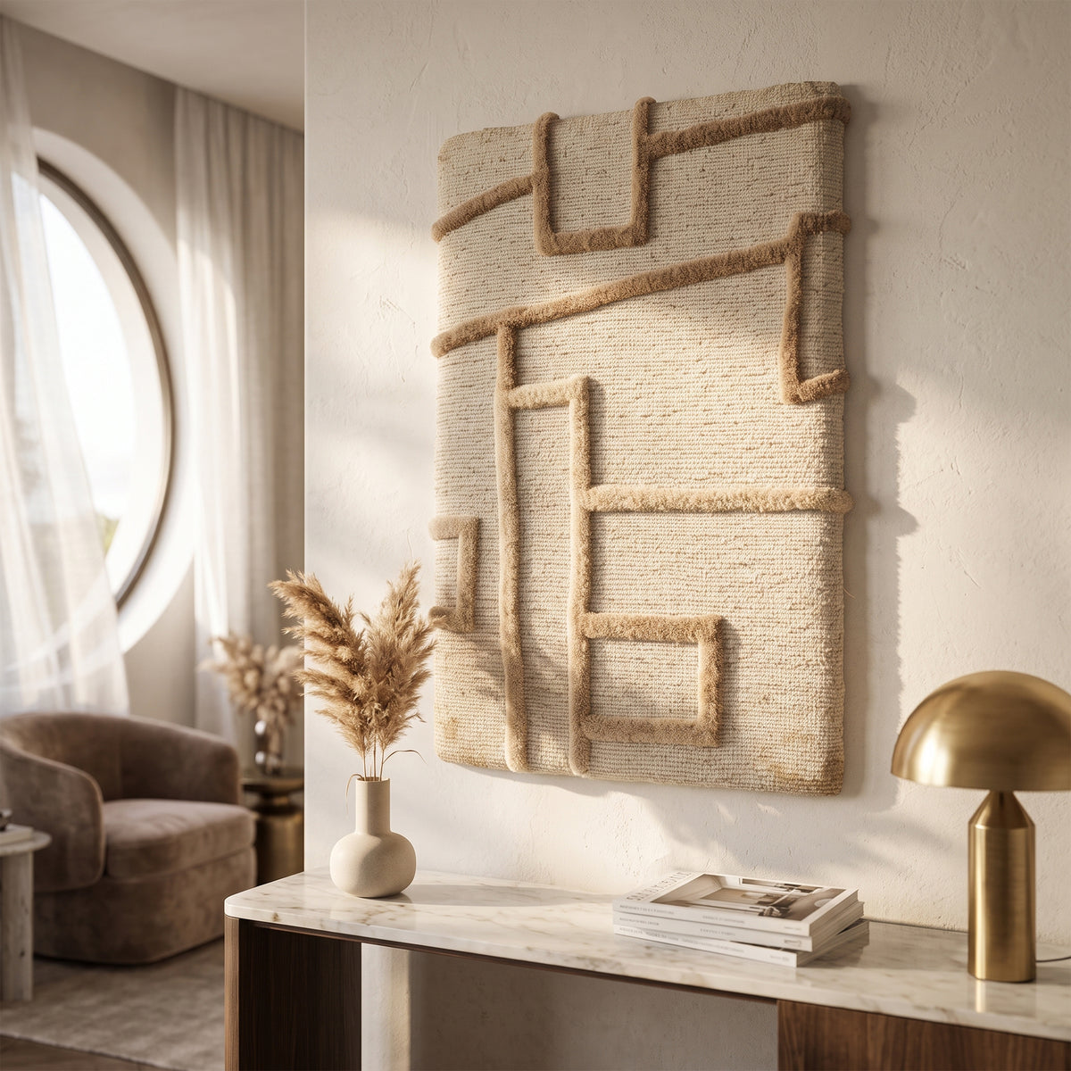 Elara Wall Art - Muted Brown / Royal Beige / Pearly Cream [WOOL]