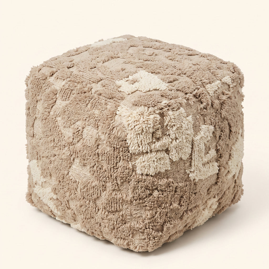 Stowe Pouf - Pale Mushroom / Cookie Brown / Bone Cream [WOOL+COTTON]