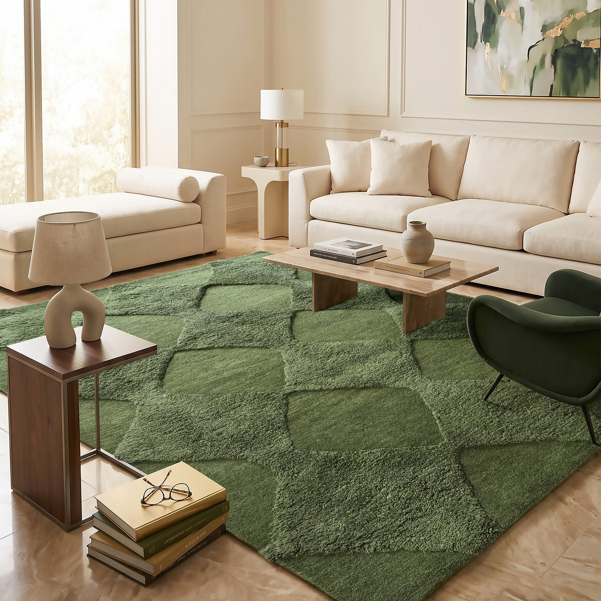 Olive Rug -Dark Sage [NZ WOOL]