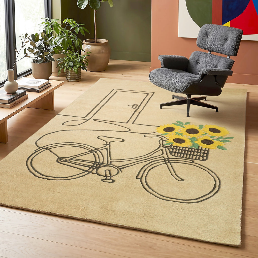 Aurelia Rug -Aesthetic Yellow / Musket Brown / Ivy / Gold [INDIAN BLEND WOOL]