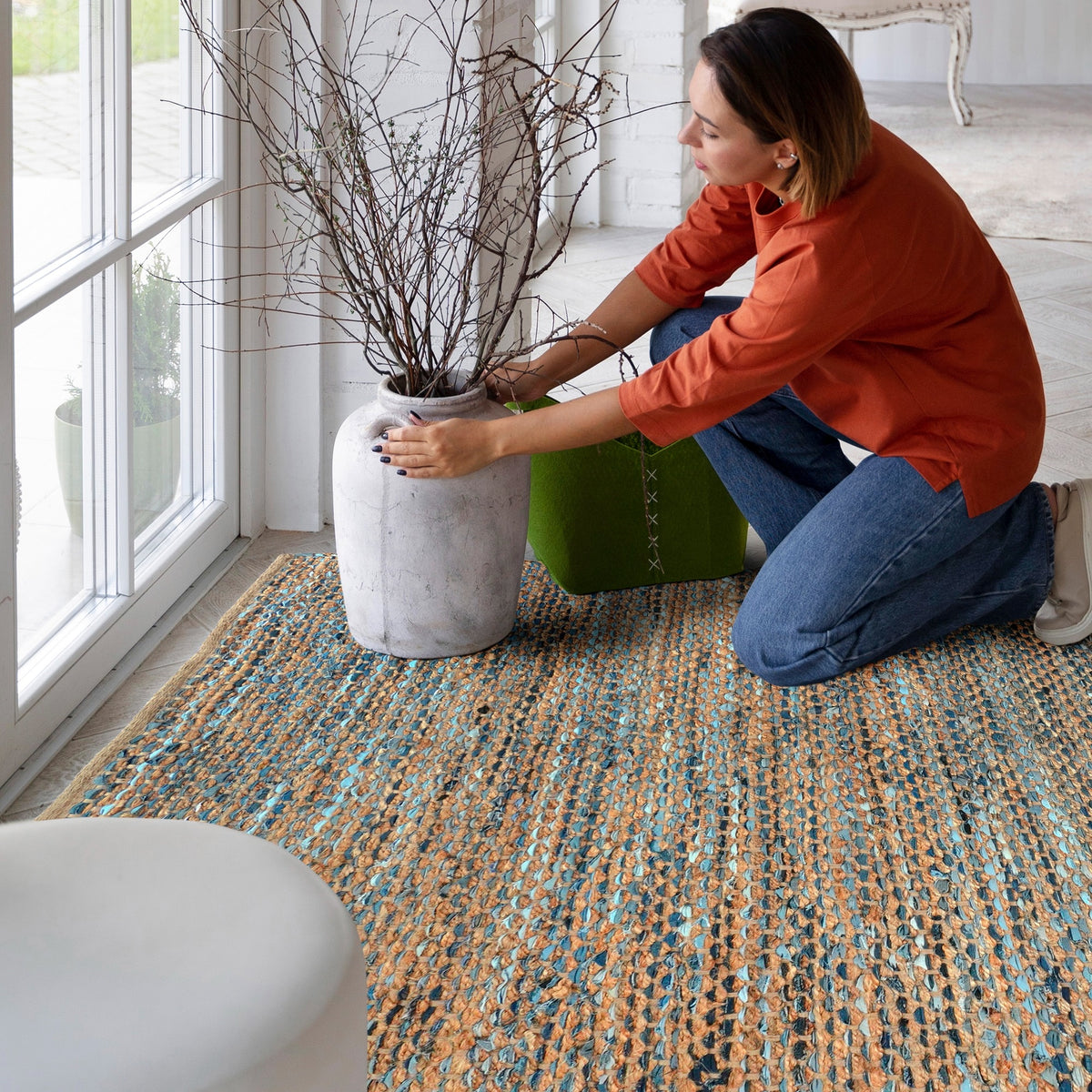 Concord Rug - Neptune / Soft Blue-Green / Prairie Brown [JUTE+DENIM]