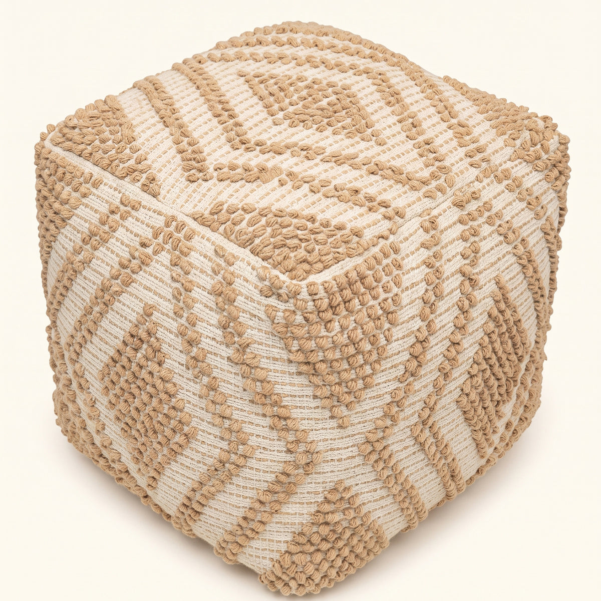 Milford Pouf - Natural Oak / Neutral Pearl White [JUTE+COTTON]