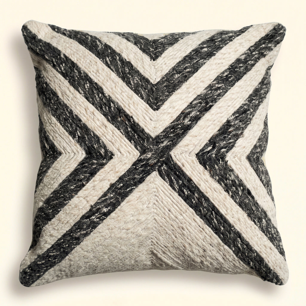 Alpine Cushion - Pearl Bush / Black Wool [PET YARN]