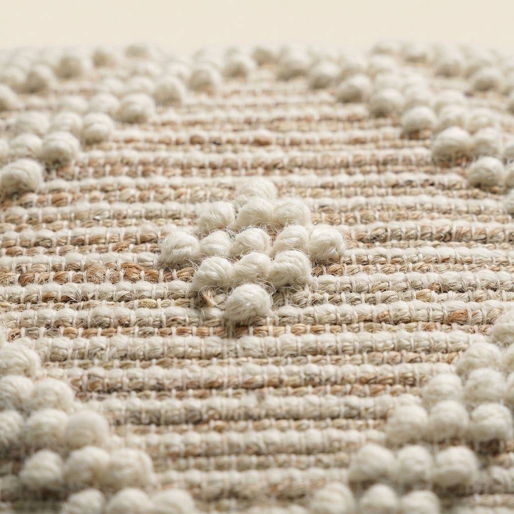 Bowie Pouf - Attractive White / Bright Beige [WOOL+JUTE+COTTON]