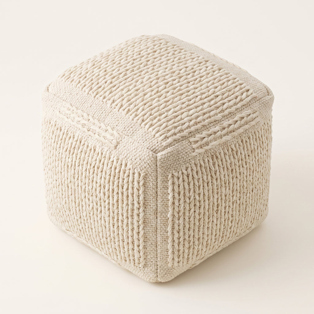 Marion Pouf - Ivory Porcelain / Worn White [WOOL+COTTON]