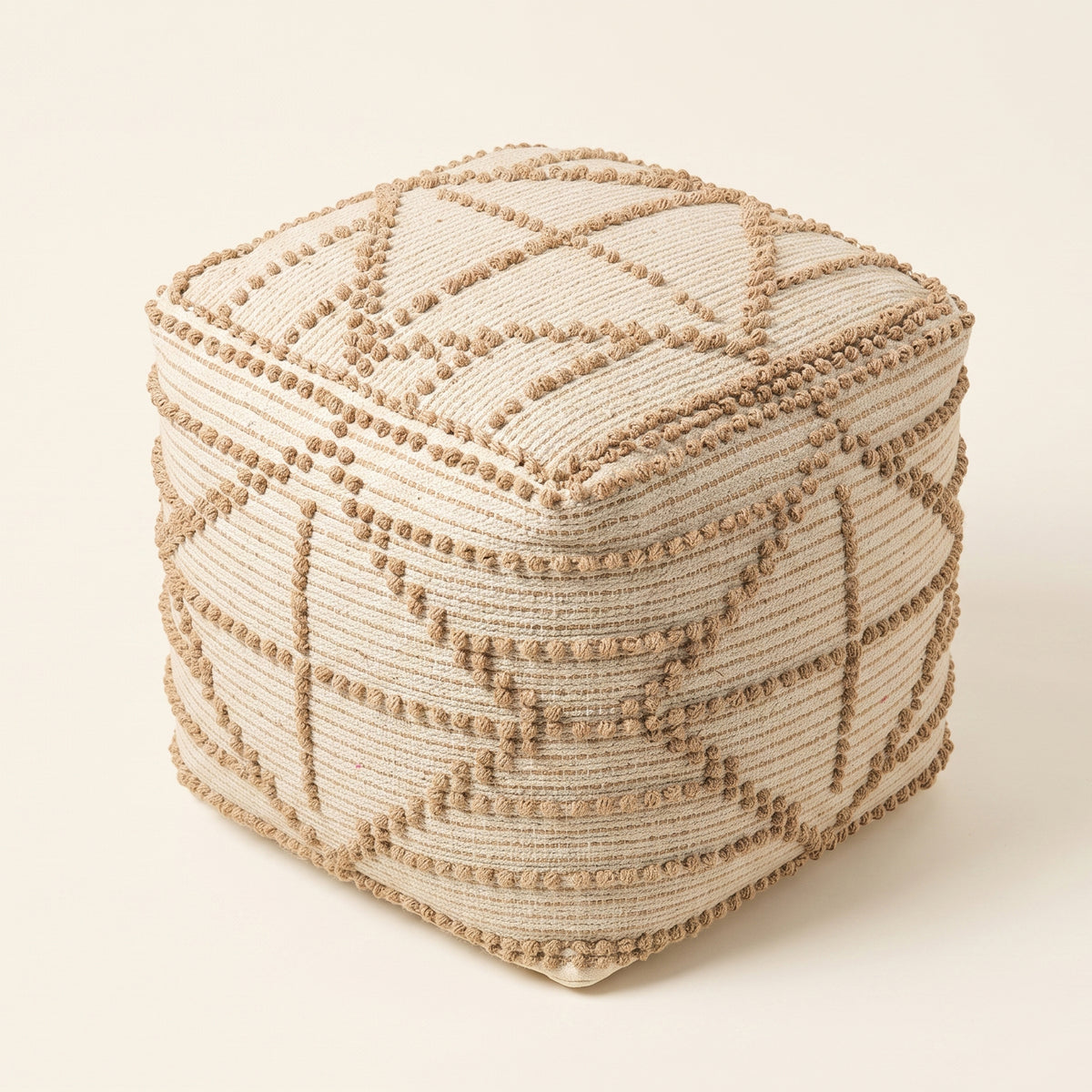Weston Pouf - Caramel Beach / Muted Off White [JUTE+COTTON]