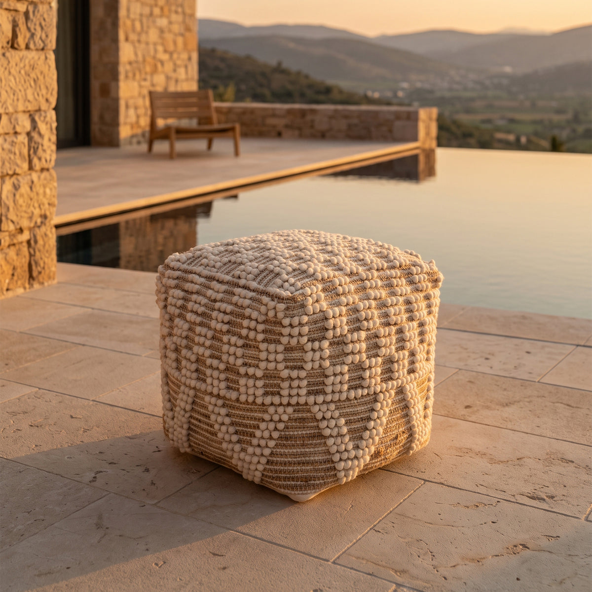 Vernon Pouf - Honey Blond / Kawaii Cream [WOOL+JUTE+COTTON]
