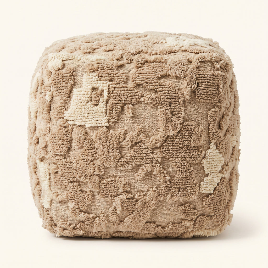 Stowe Pouf - Pale Mushroom / Cookie Brown / Bone Cream [WOOL+COTTON]