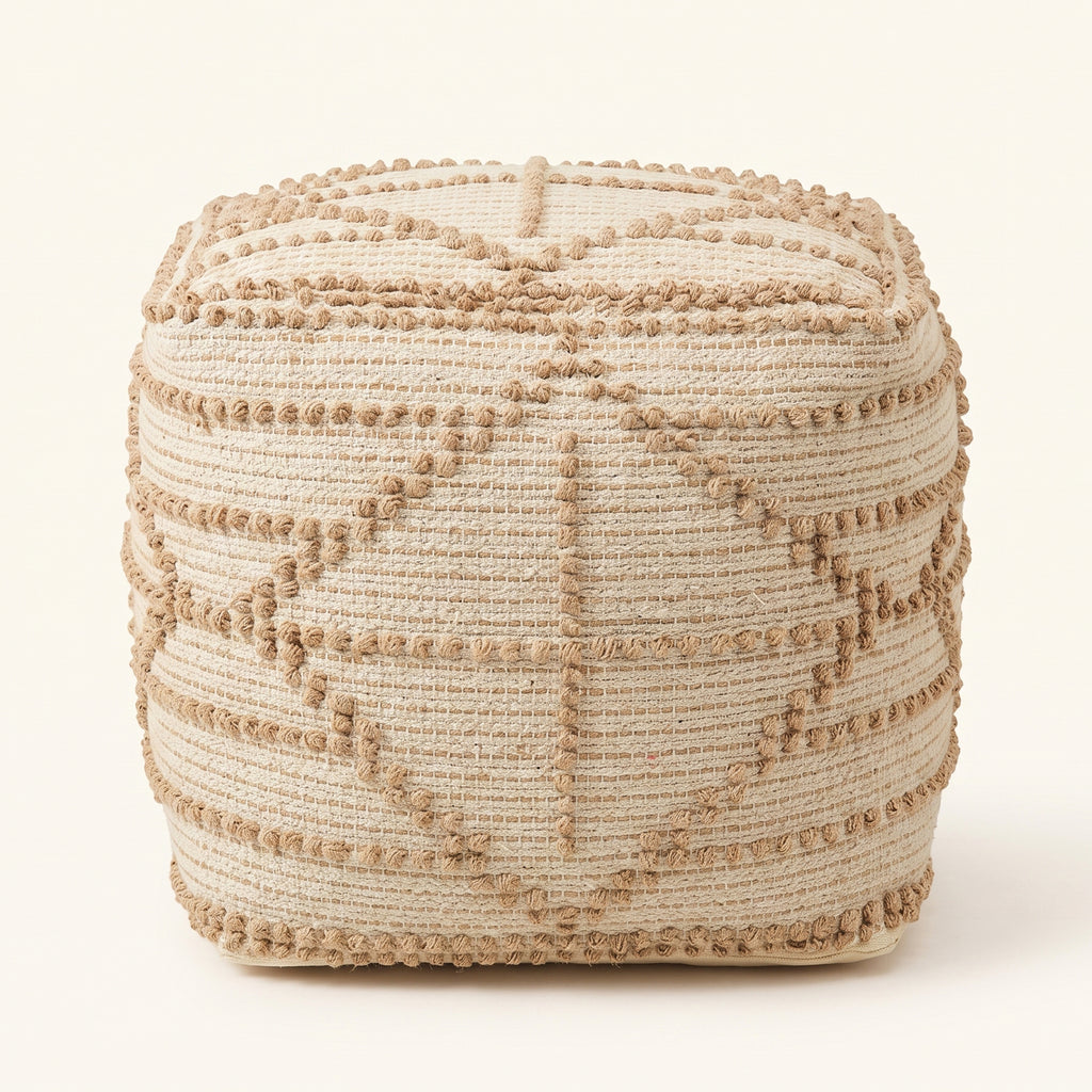 Weston Pouf - Caramel Beach / Muted Off White [JUTE+COTTON]