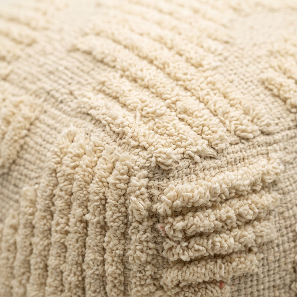 Sheridan Pouf - Smooth Cream / Ivory Porcelain [WOOL+JUTE+COTTON]